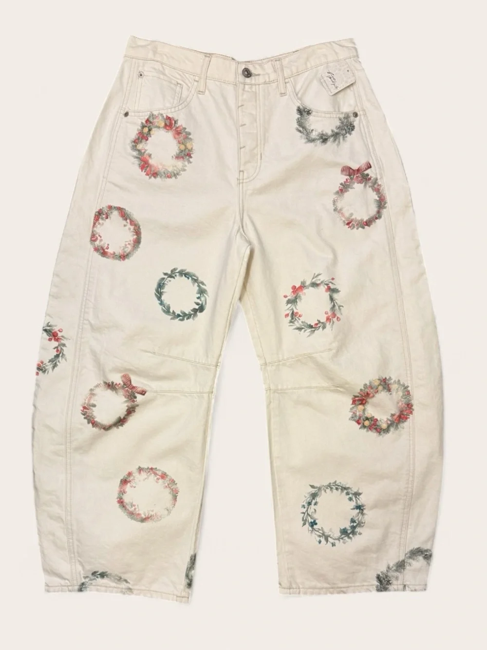 NWT We The Free Good Luck Printed Barrel Jeans - Picture 2 of 8